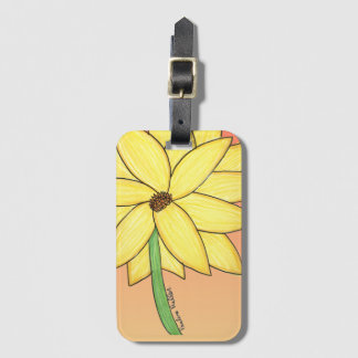 Yellow Flower with orange background Bagagebricka