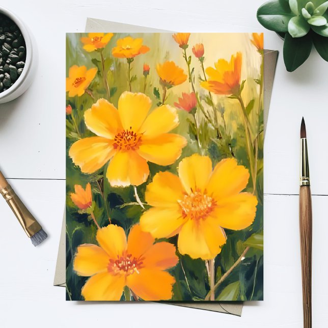 Yellow Flowers Watercolor Floral Field Card (Skapare uppladdad)