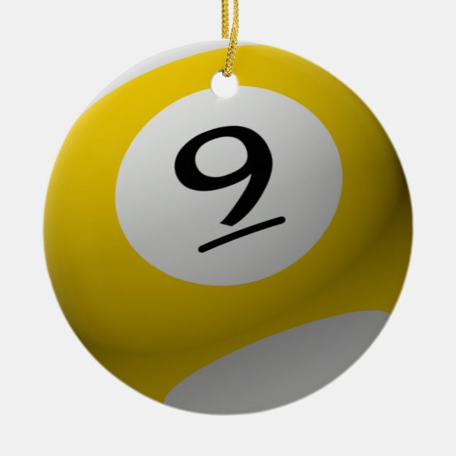 YELLOW/FÖR PRYDNAD 9 FÖR BILLIARDBOLLJUL (NIO) JULGRANSPRYDNAD KERAMIK (Framsidan)