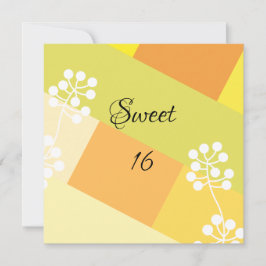 Yellow geometric background with floral graphic inbjudningar