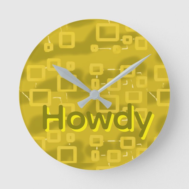 Yellow Geometric Wall Clock Rund Klocka (Framsida)