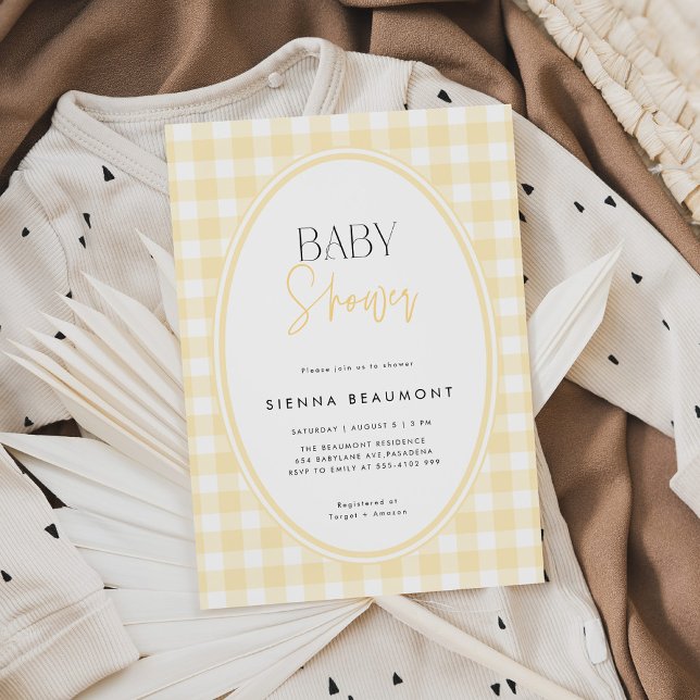 Yellow Gingham Baby Shower Invitation Inbjudningar (Skapare uppladdad)