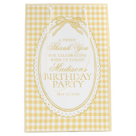 Yellow Gingham Coquette Bow Birthday Party Favors