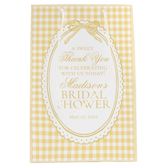 Yellow Gingham Coquette Bow Bridal Shower Favors (Framsidan)