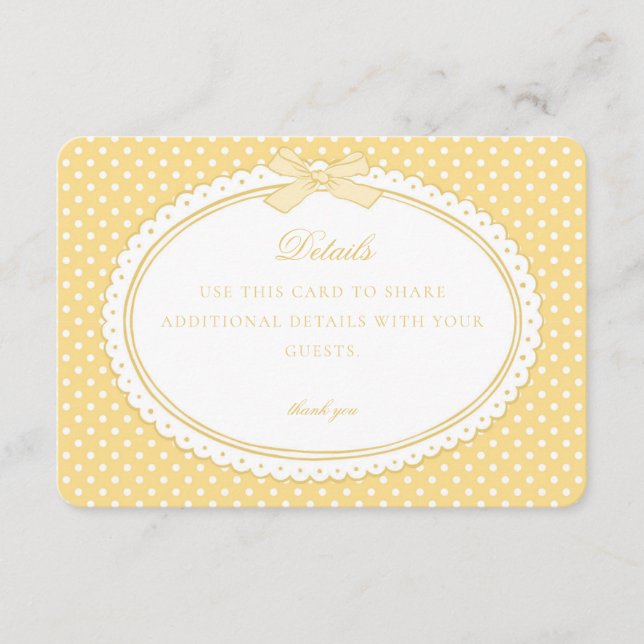 Yellow Gingham Coquette Bow Details Card Tilläggskort (Framsida)