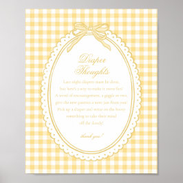 Yellow Gingham Coquette Bow Diaper Thoughts Baby Poster