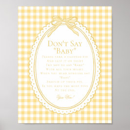Yellow Gingham Coquette Bow Dont Say Baby Game Poster