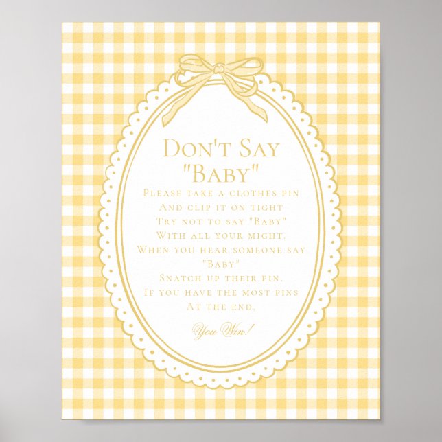 Yellow Gingham Coquette Bow Dont Say Baby Game Poster (Framsidan)