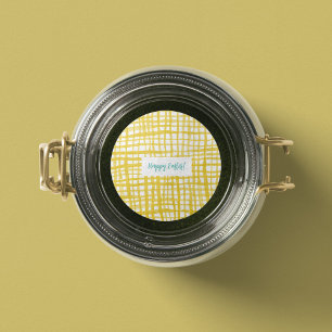 Yellow gingham Easter Sticker Runt Klistermärke