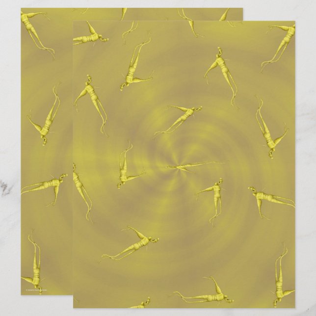 Yellow Ginseng Man Scrapbook Paper 2-Sided Page (Fram/baksida)