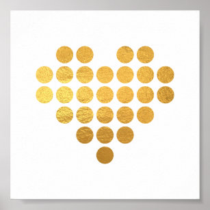 yellow gold faux foil dotted heart poster