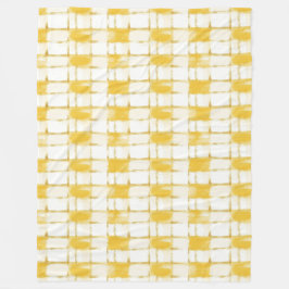 Yellow Gold White Plaid Stripes Birthday Fleecefilt