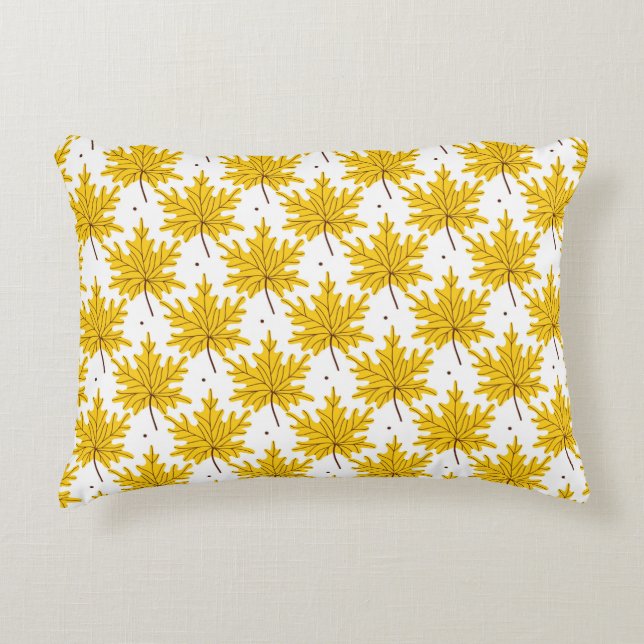 Yellow golden maple leaves seamless pattern. Autum Prydnadskudde (Framsidan)