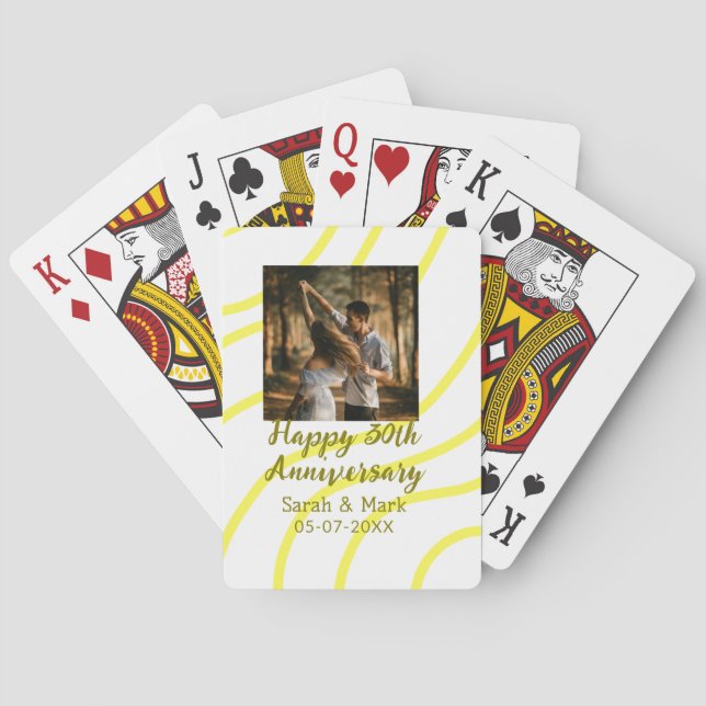 Yellow golden photo 30th wedding anniversary name  casinokort (Baksidan)