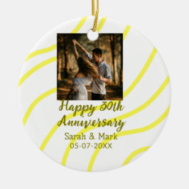 Yellow golden photo 30th wedding anniversary name  julgransprydnad keramik