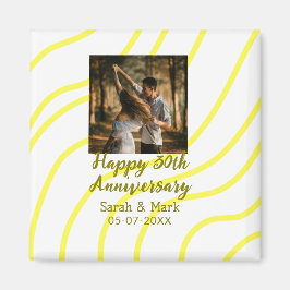 Yellow golden photo 30th wedding anniversary name  magnet