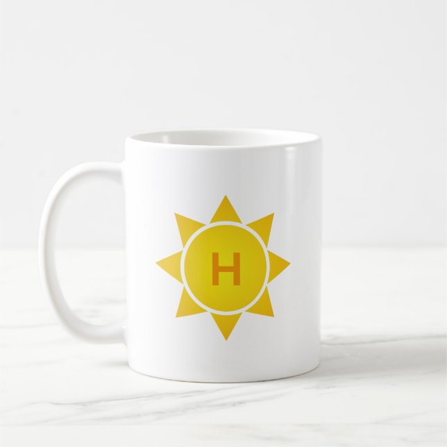 Yellow Gradient Sun with Single Letter Monogram Kaffemugg (Vänster)
