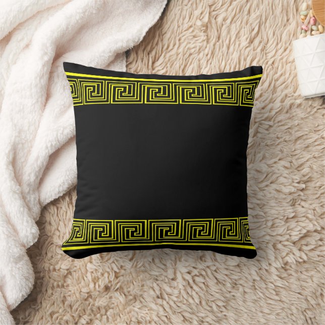 Yellow Grecian Frieze Pattern Kudde (Filt)