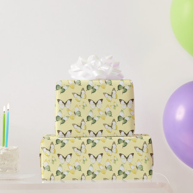 Yellow Green Butterflies Birthday Presentpapper (Festgåvor)