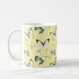 Yellow Green Butterflies Kaffemugg