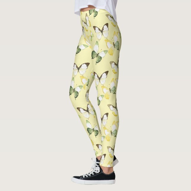 Yellow Green Butterflies Leggings (Vänster)