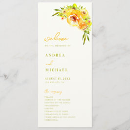 Yellow Green Summer Floral Vibrant Bloom Wedding Program