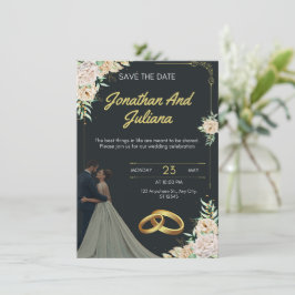 Yellow & Green Vintage Wedding Invitation Inbjudningar