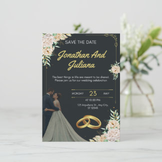 Yellow & Green Vintage Wedding Invitation Inbjudningar