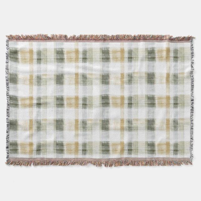 Yellow Green White Plaid Stripes Filt (Framsidan)