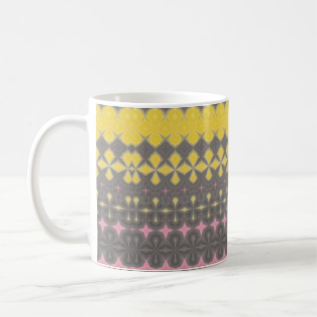 Yellow Grey and Pink Abstract Kaffemugg (Vänster)