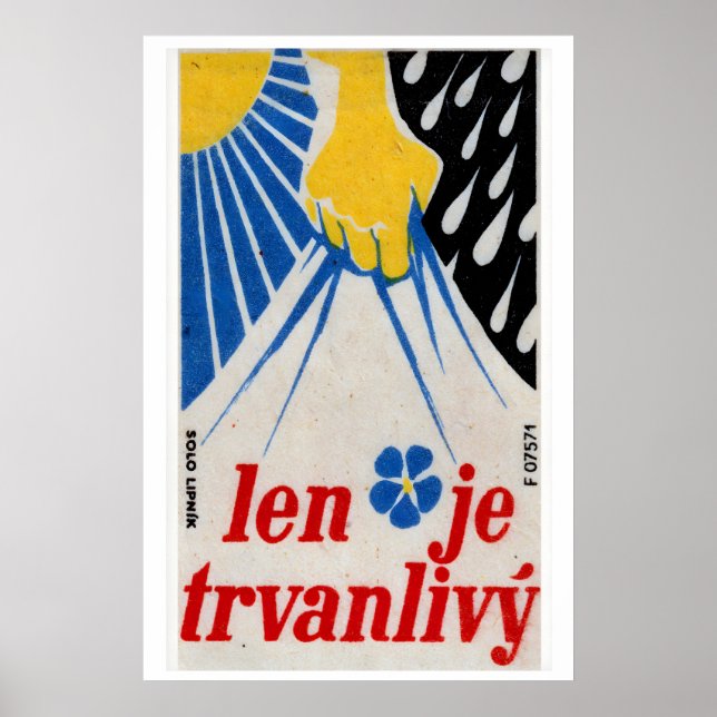 Yellow Hand Holding Blue Lightning Czechoslovakia Poster (Framsidan)