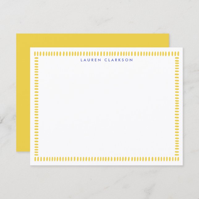 Yellow Hand Painted Striped Frame Note Card Inbjudningar (Fram/baksida)