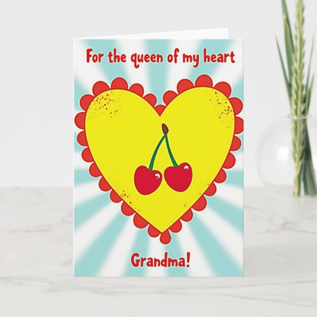 Yellow Heart Grandma Card Kort (Framsida)
