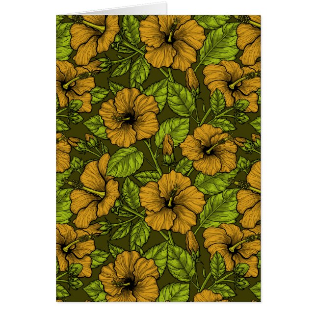 Yellow hibiscus hälsningskort (Framsidan)