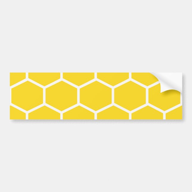 Yellow Honeycomb Geometric White Lines Bumblebee Bildekal (Framsidan)