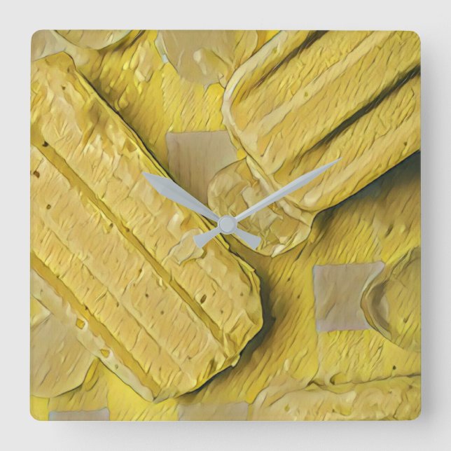 Yellow ice cream cone popsicle fyrkantig klocka (Framsida)