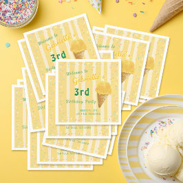 Yellow Ice Cream Sprinkle Summer Birthday Party  Pappersservett
