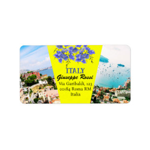 Yellow Italy Rom Modern Nature Chic Address Label Adressetikett