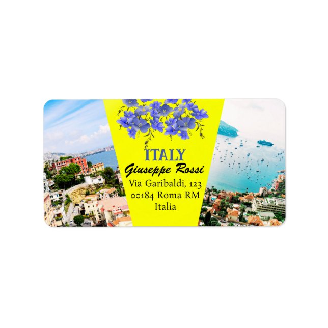Yellow Italy Rom Modern Nature Chic Address Label Adressetikett (Framsidan)
