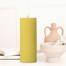 Yellow Japanese Pattern Pillar Candle