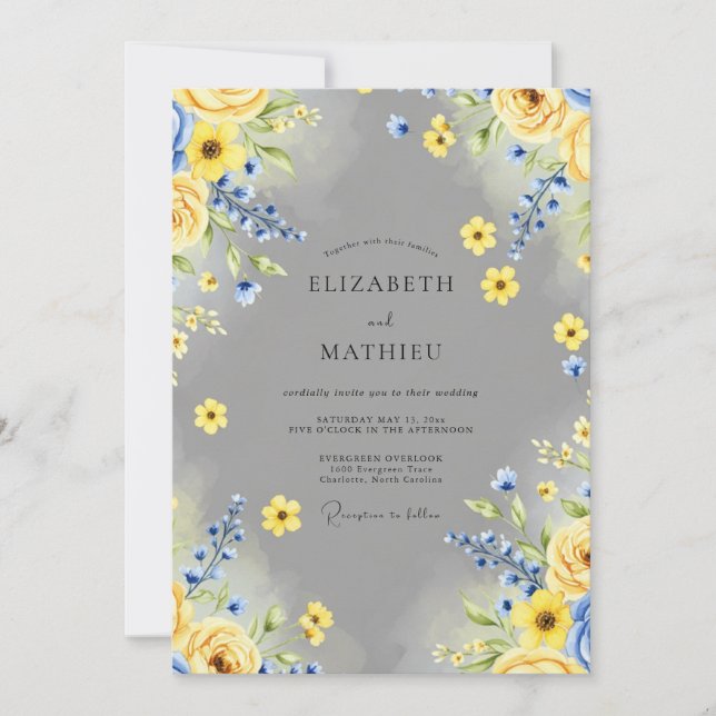 Yellow Joyful Spring Wedding Inbjudningar (Framsida)