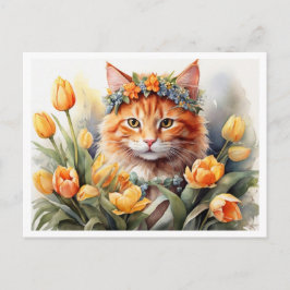 Yellow Kitty Tulips   Vykort