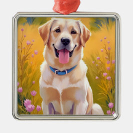 Yellow Lab | Dog Painting Labrador Retriever Julgransprydnad Metall