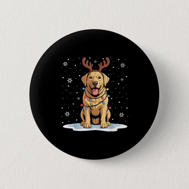 Yellow Lab Labrador Christmas Reindeer Dog Lover X Knapp (Framsida)