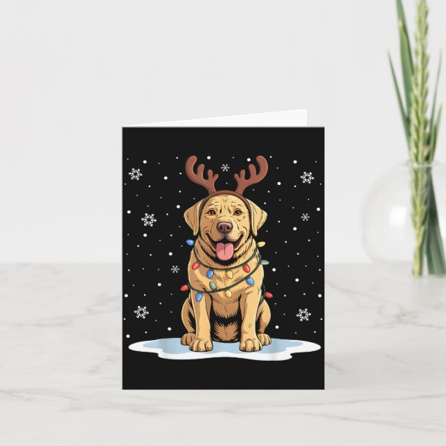 Yellow Lab Labrador Christmas Reindeer Dog Lover X Kort (Framsida)