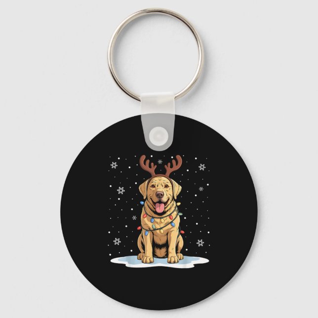 Yellow Lab Labrador Christmas Reindeer Dog Lover X Nyckelring (Framsida)