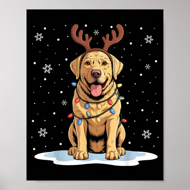 Yellow Lab Labrador Christmas Reindeer Dog Lover X Poster (Framsidan)
