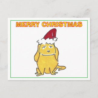 Yellow Lab With Christmas Cap Cartoon Christmas Helg Vykort