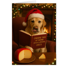 Yellow Labrador  'Cheese Tax' Christmas card Hälsningskort
