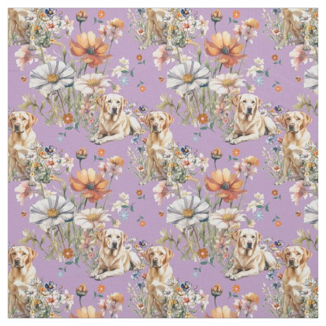 Yellow Labrador Dogs Seamless Pattern Tyg (Provkarta)